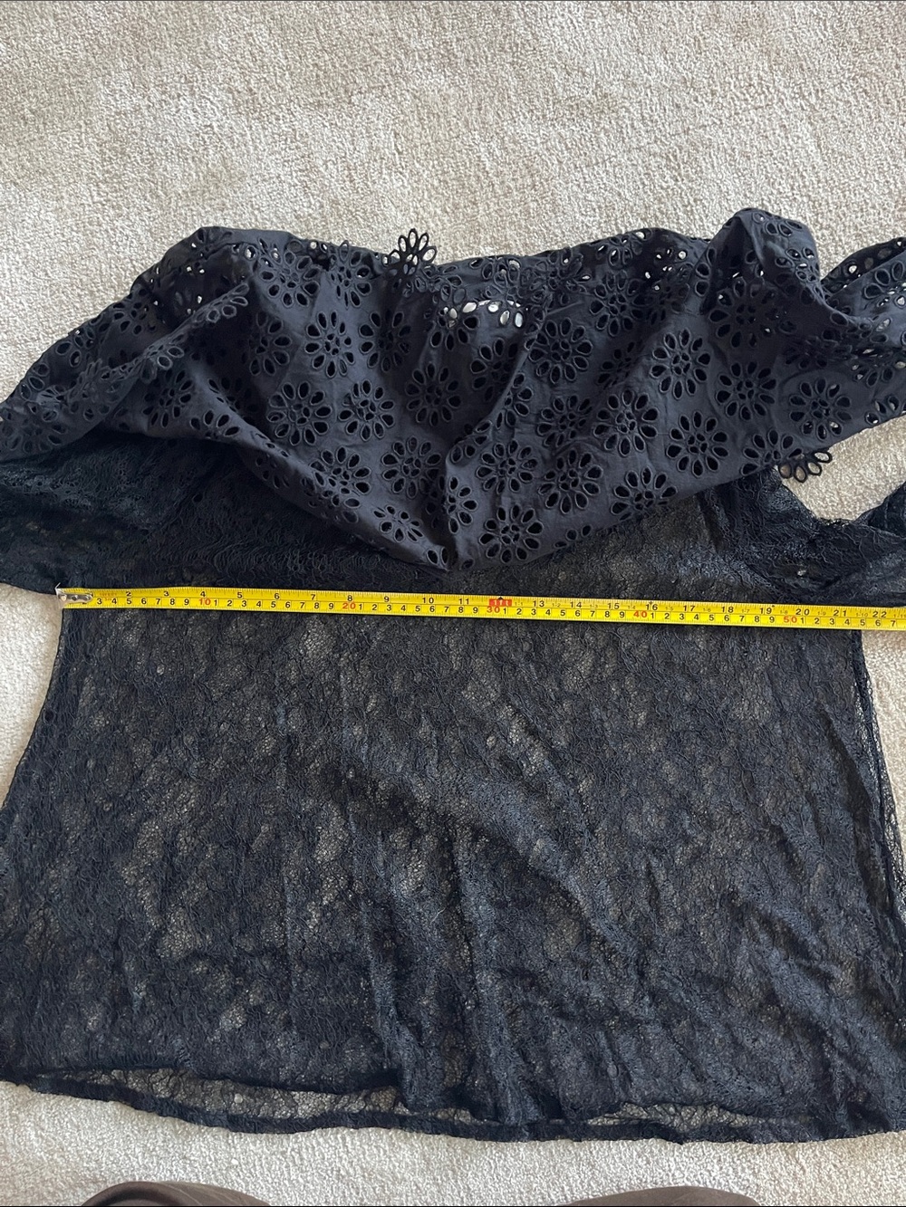 Sea NY Annabeth Black Lace Blouse Sheer Eyelet Tunic Romantic Top Ethereal Soft - Picture 7 of 7